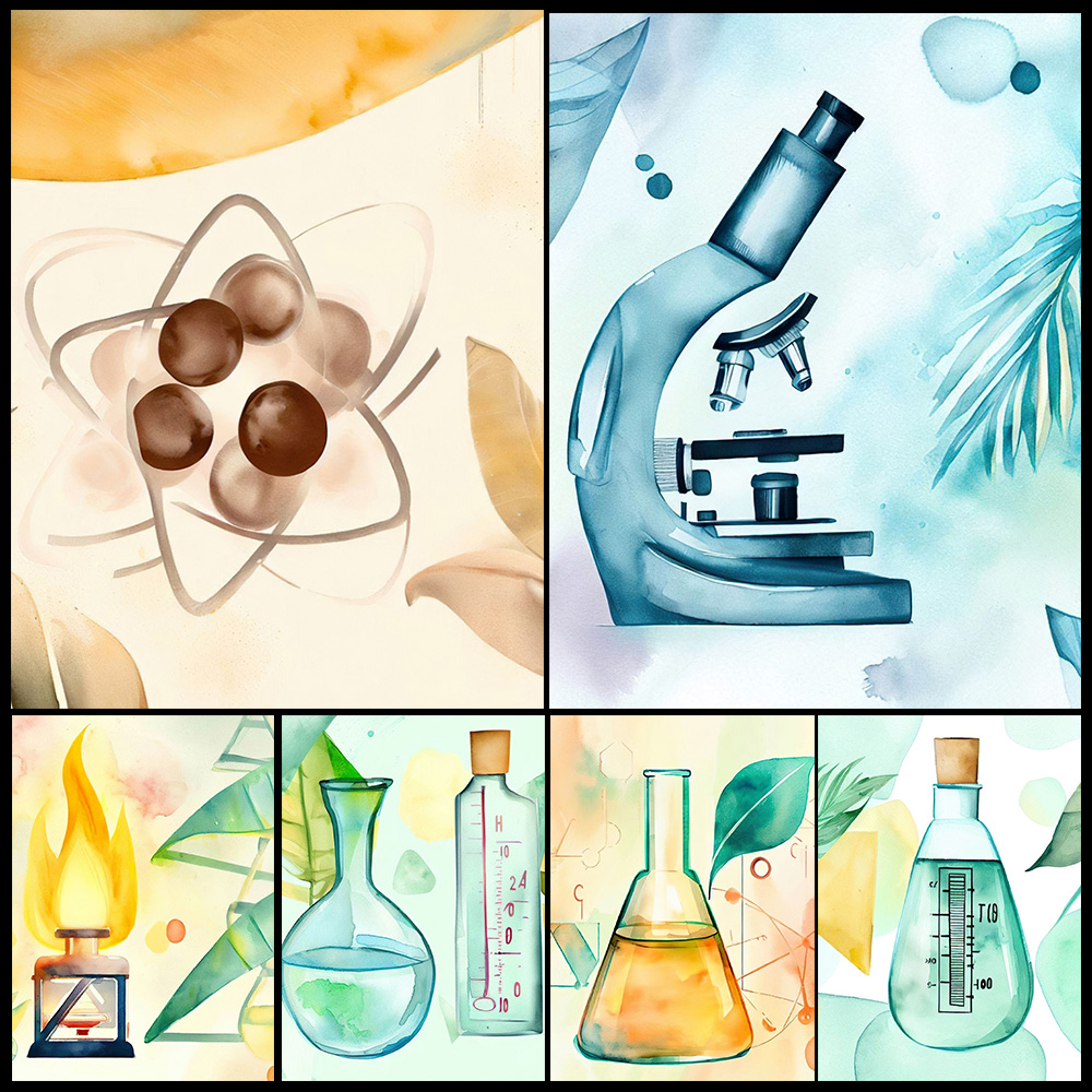 Science Nursery - Kartun Ilmu Kimia Gelas Biologi Poster