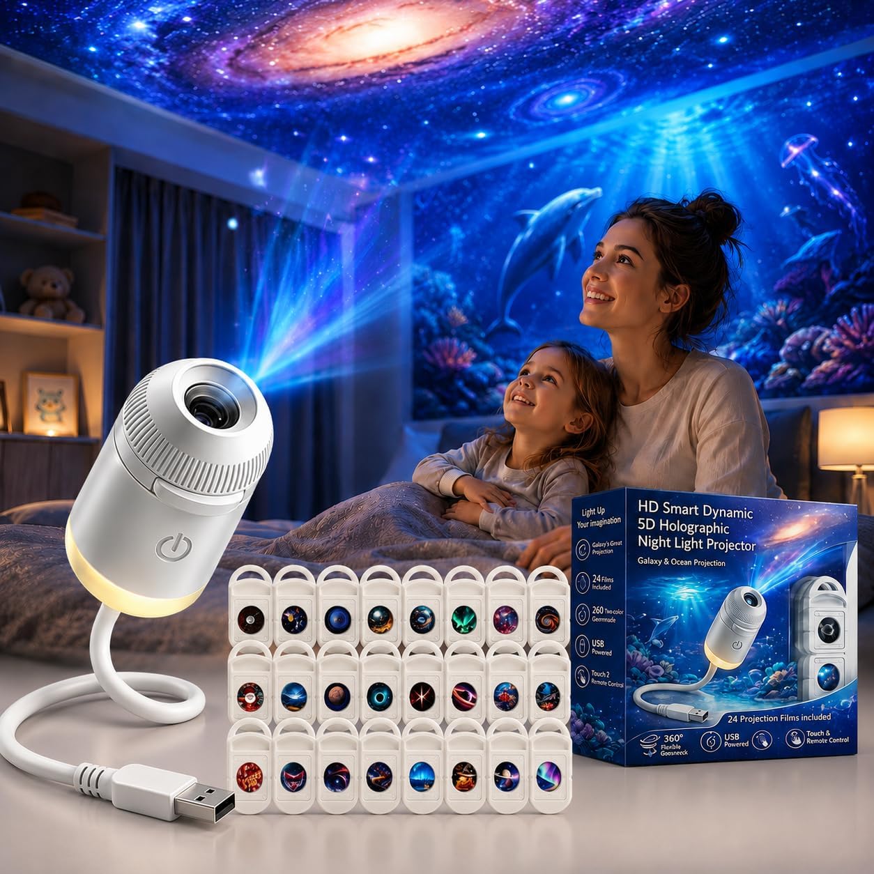 Planetarium Projector Home - Proyektor Lampu Malam Holografik 5D Dinamis