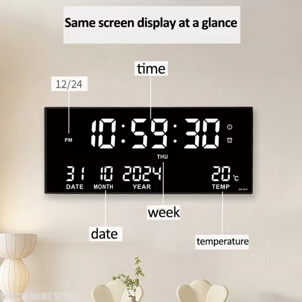 Jam Dinding Digital Besar deng - Weather Station Indoor ulasan dan harga