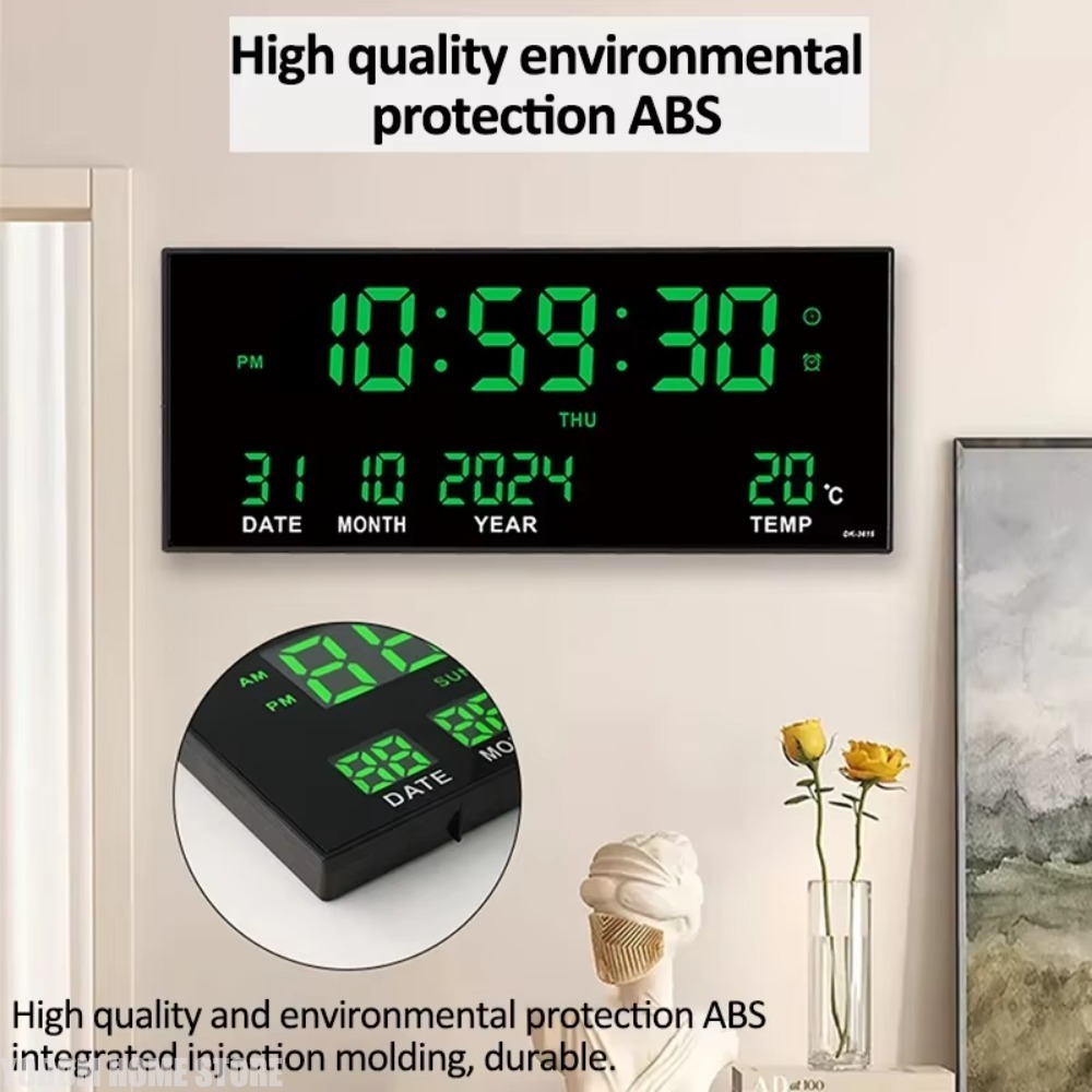 Jam Dinding Digital Besar deng - Weather Station Indoor ulasan dan harga