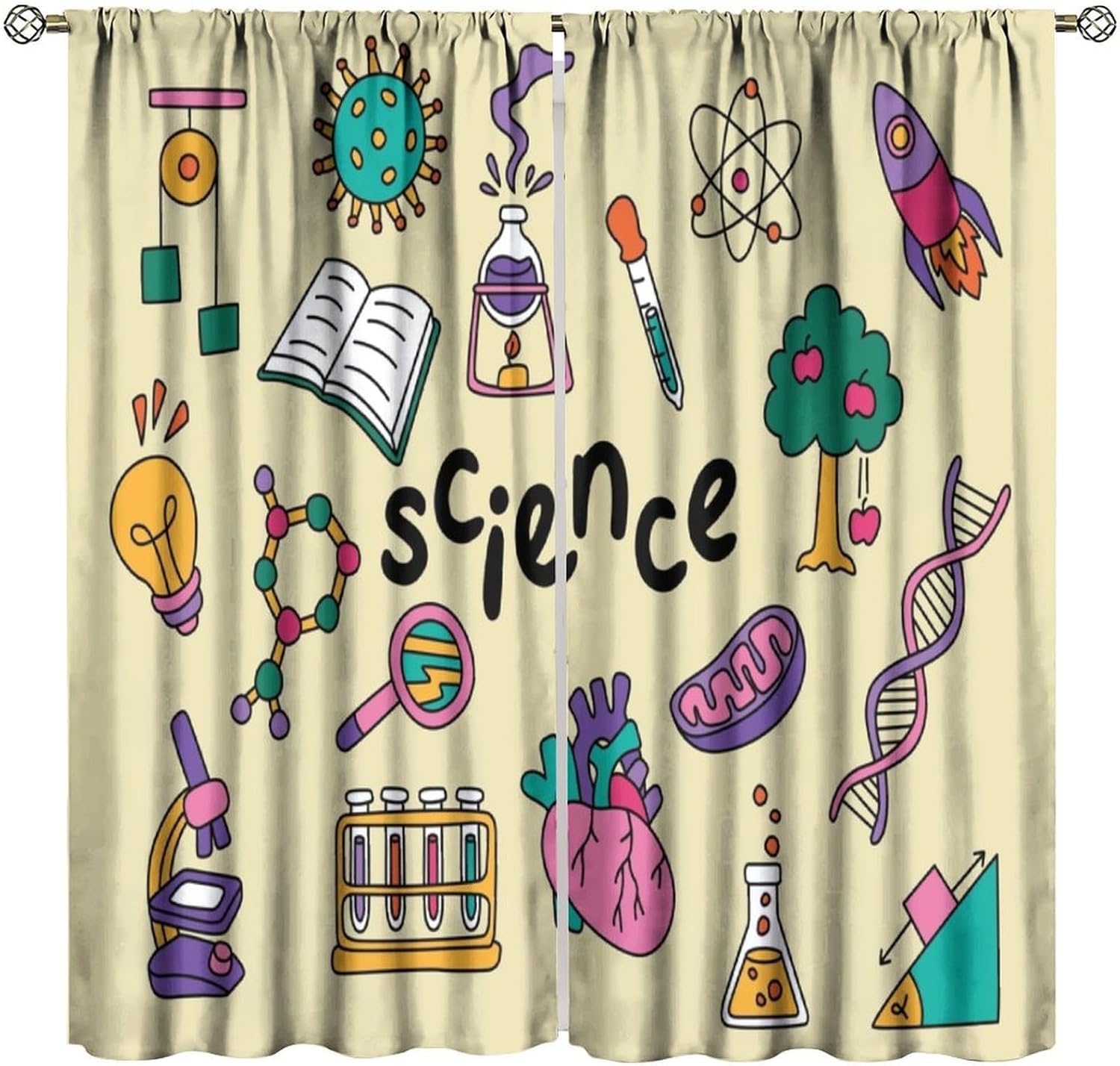 Tirai Tema Sains 2 Buah Panel  - Science Nursery ulasan dan harga